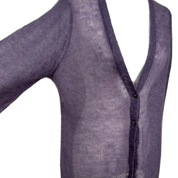 J Jill  Large Sweater Cardigan Mohair Nylon Wool Violet - Picture 6 of 12